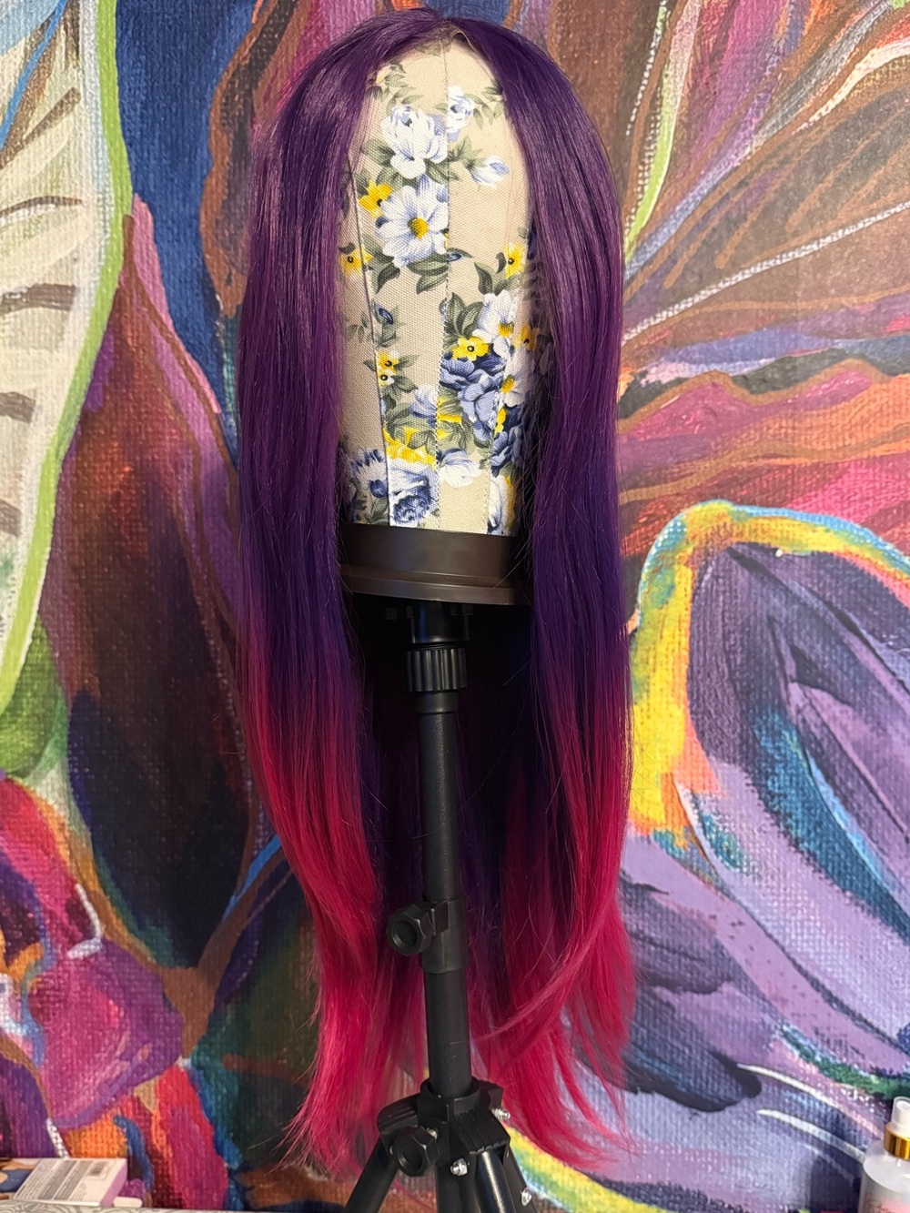 Purple to Pink Ombre Synthetic Women’s Wig EUC